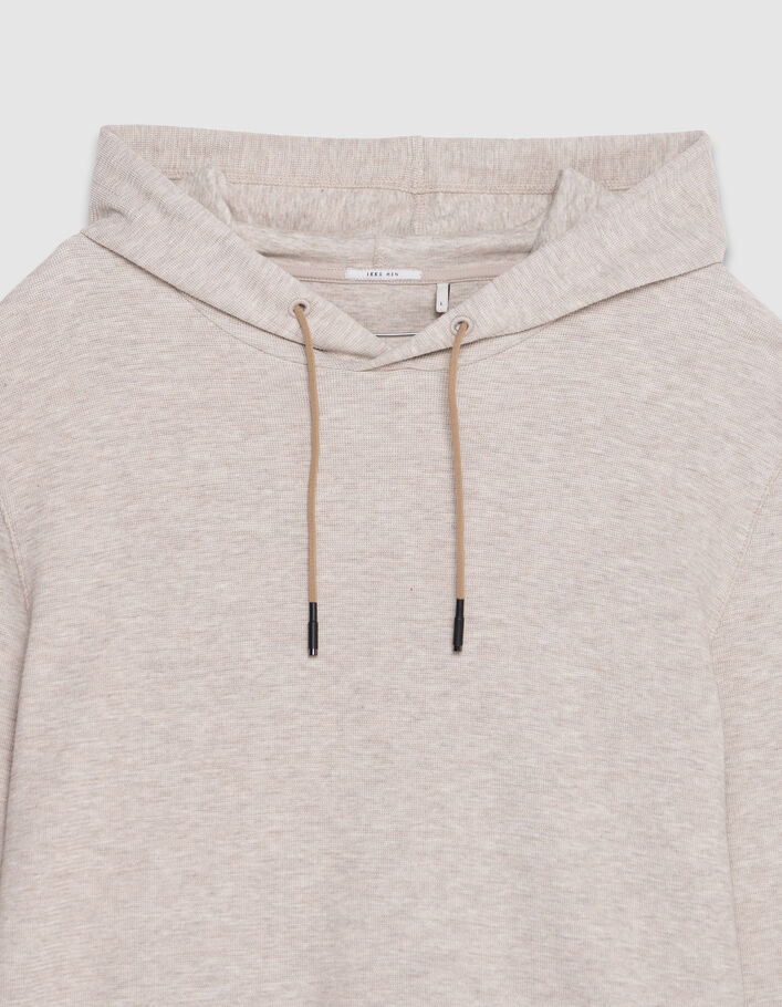 T-shirt &agrave; capuche beige maille relief Homme