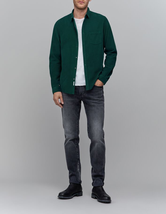 Chemise verte velours milleraies Homme