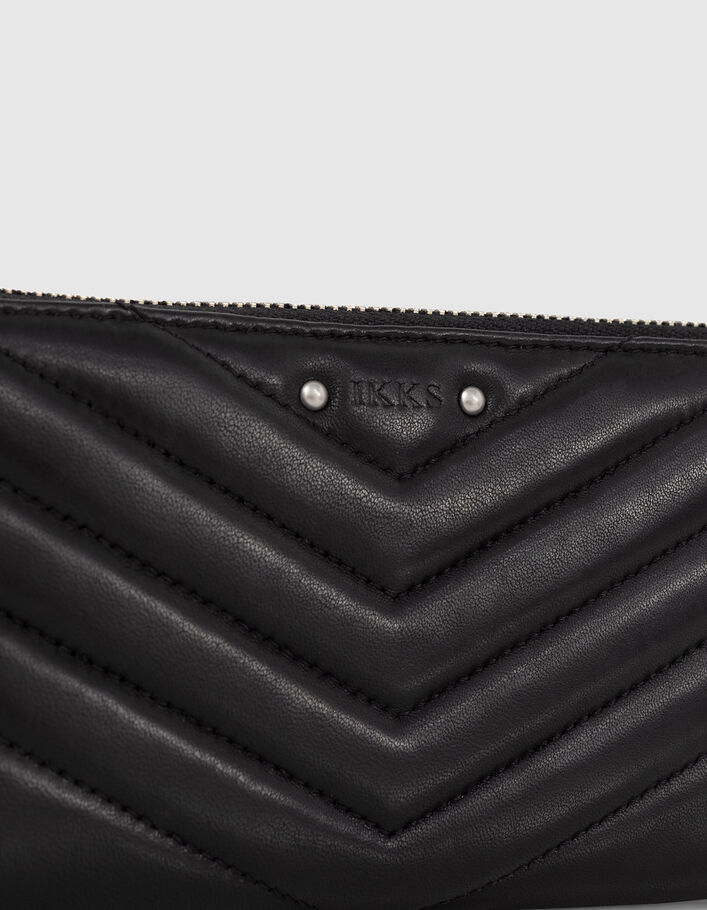 Portefeuille 1440 Compagnon noir cuir matelass&eacute; Femme