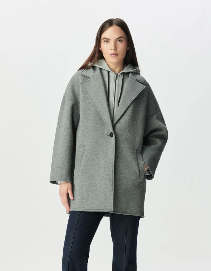 Manteau gris avec capuche amovible Femme