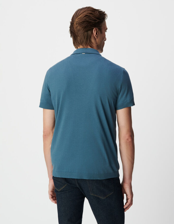 Polo bleu coton modal manches courtes Homme