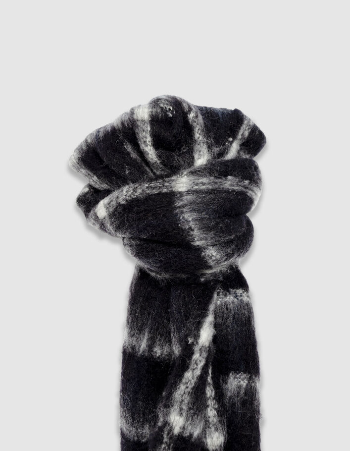 Echarpe noire moelleuse motif carreaux Femme