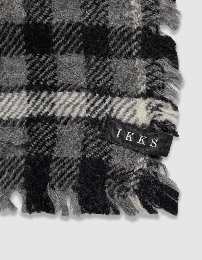 Foulard carr&eacute; gris motif carreaux Femme