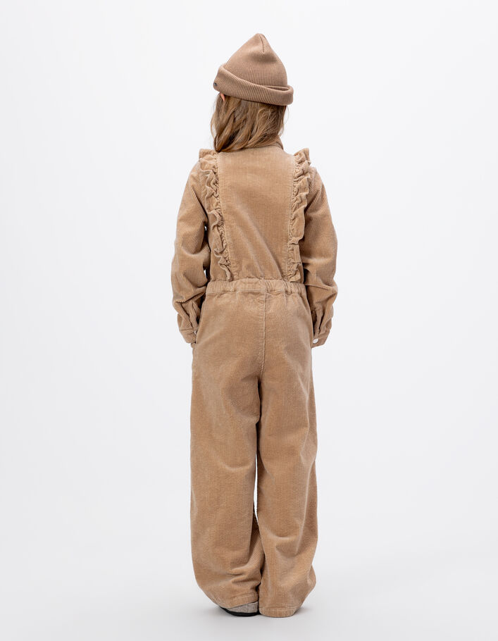 Combinaison pantalon beige velours c&ocirc;tel&eacute; fille
