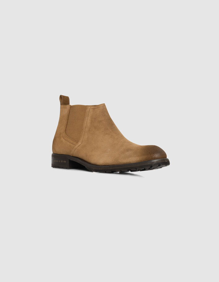 Chelsea boots marron cuir velours tige basse Homme