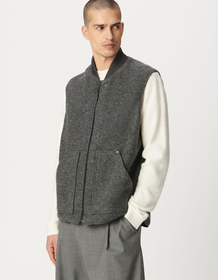 Gilet sans manches gris laine bouillie Homme