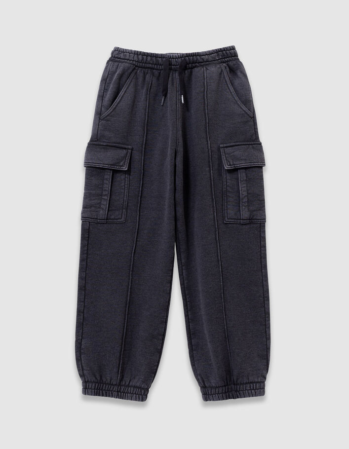 Pantalon de jogging noir d&eacute;lav&eacute; esprit battle gar&ccedil;on