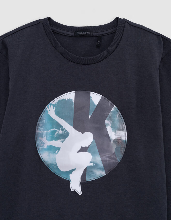 T-shirt gris coton bio visuel lenticulaire Paris gar&ccedil;on