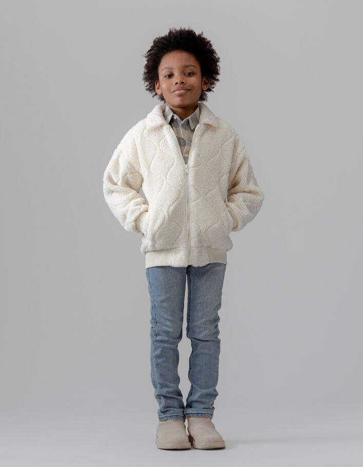 Cardigan zipp&eacute; &eacute;cru sherpa matelass&eacute; gar&ccedil;on