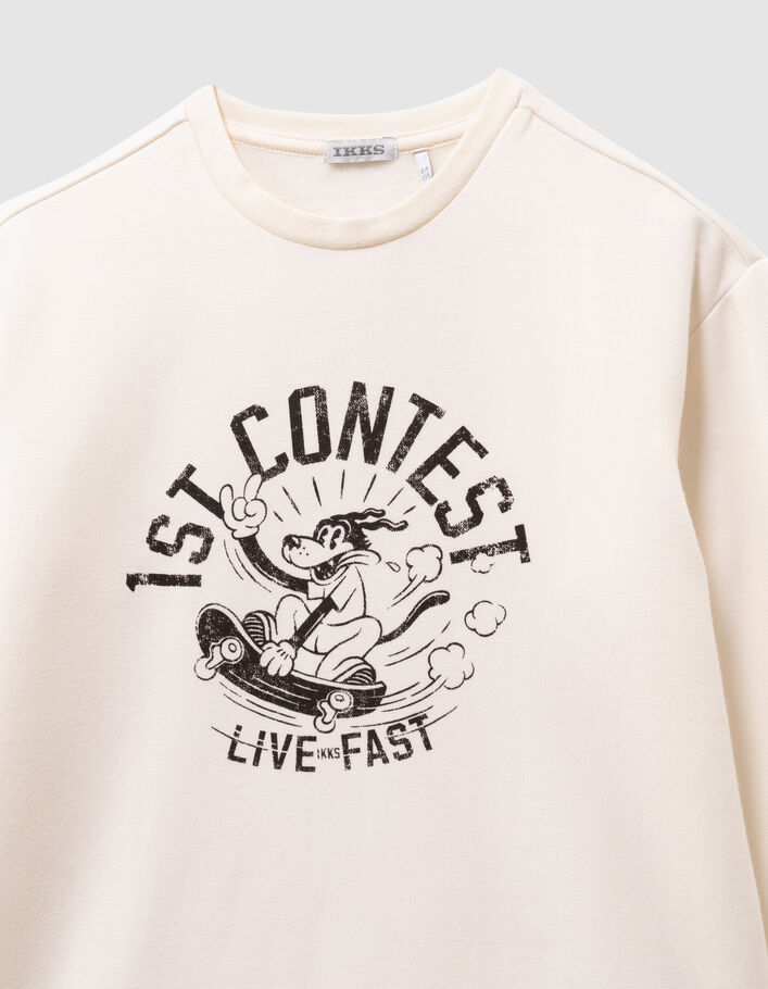 T-shirt blanc message et visuel skateur gar&ccedil;on