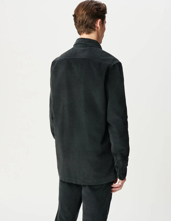 Surchemise grise velours c&ocirc;tel&eacute; maxi poche Homme