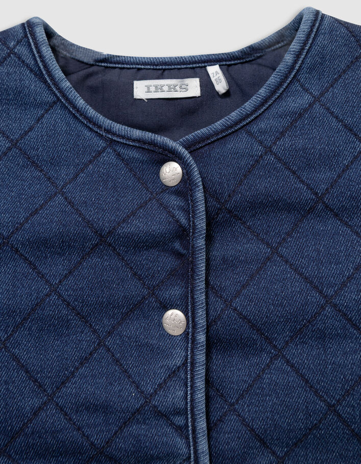 Cardigan sans manches bleu marine denim matelass&eacute; fille