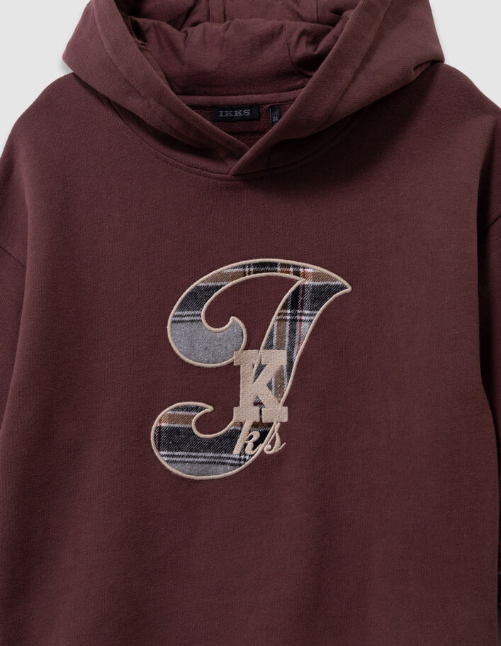 Sweat &agrave; capuche marron chemise trompe-l&rsquo;&oelig;il gar&ccedil;on