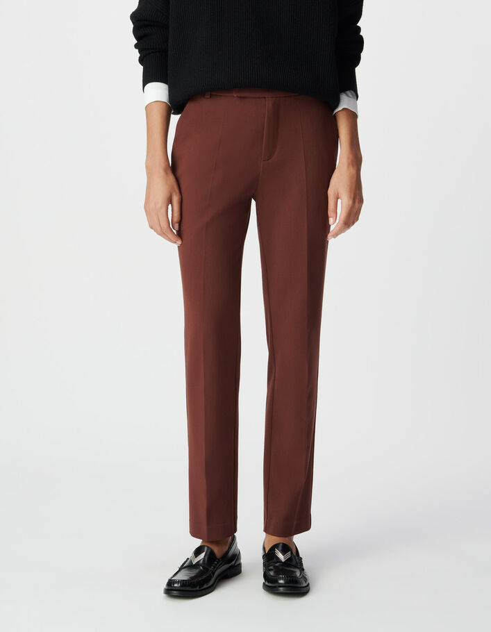 Pantalon de tailleur ajsut&eacute; marron Femme