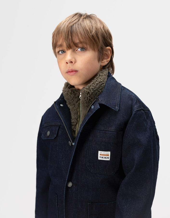 Cache-cou kaki sherpa col zipp&eacute; gar&ccedil;on