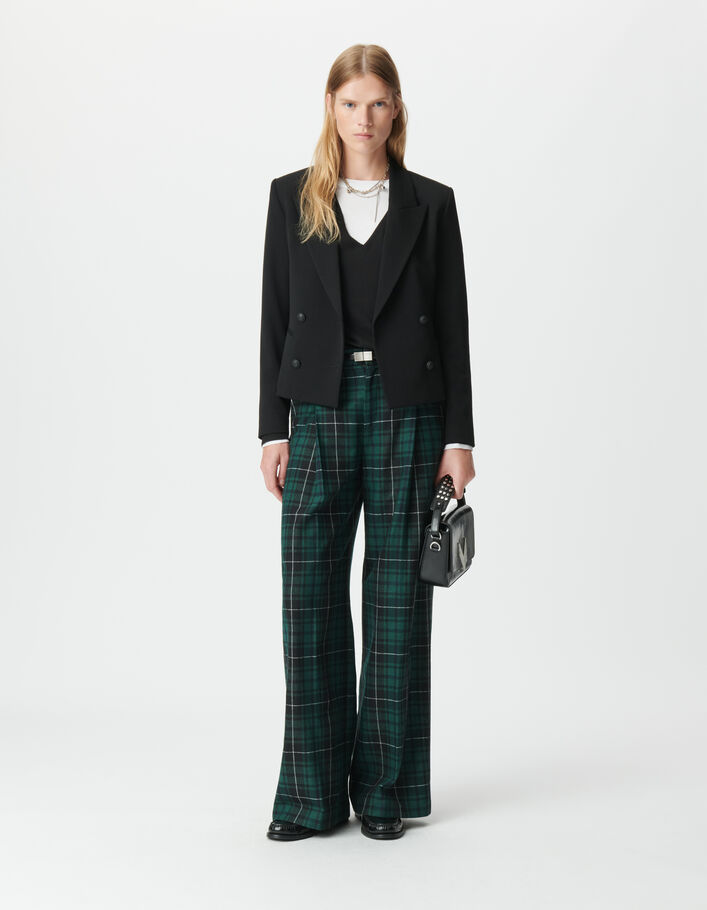 Veste de tailleur noire courte double boutonnage Femme