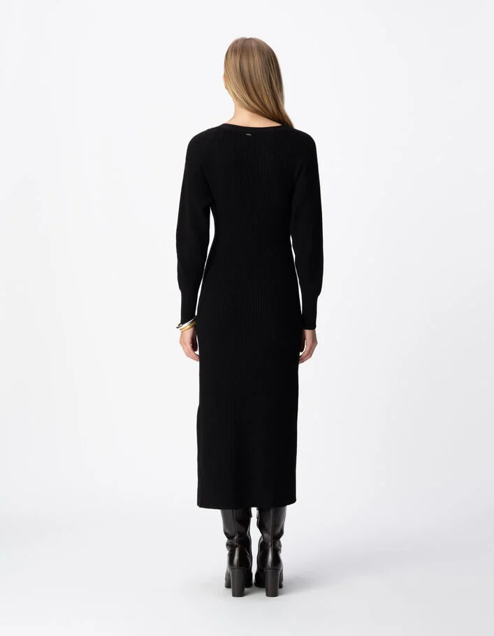 Robe longue en maille ceintur&eacute;e Femme