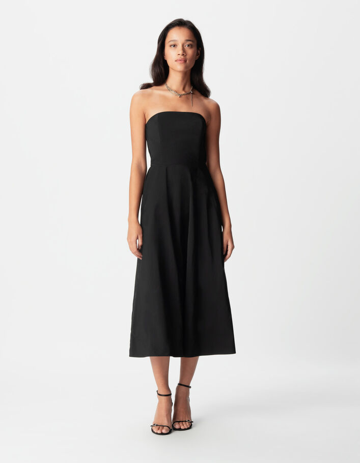 Robe bustier noire taffetas Femme
