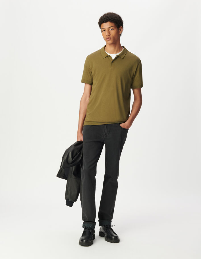 Polo kaki coton modal manches courtes Homme