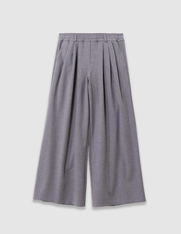 Pantalon large gris avec plis plats fille