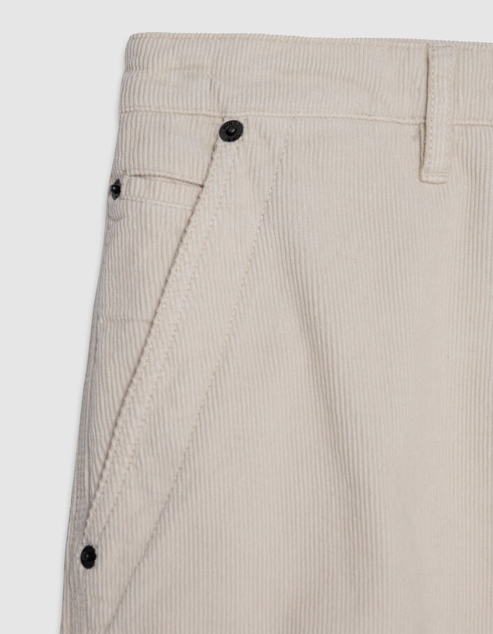 Pantalon chino droit &eacute;cru velours milleraies Homme