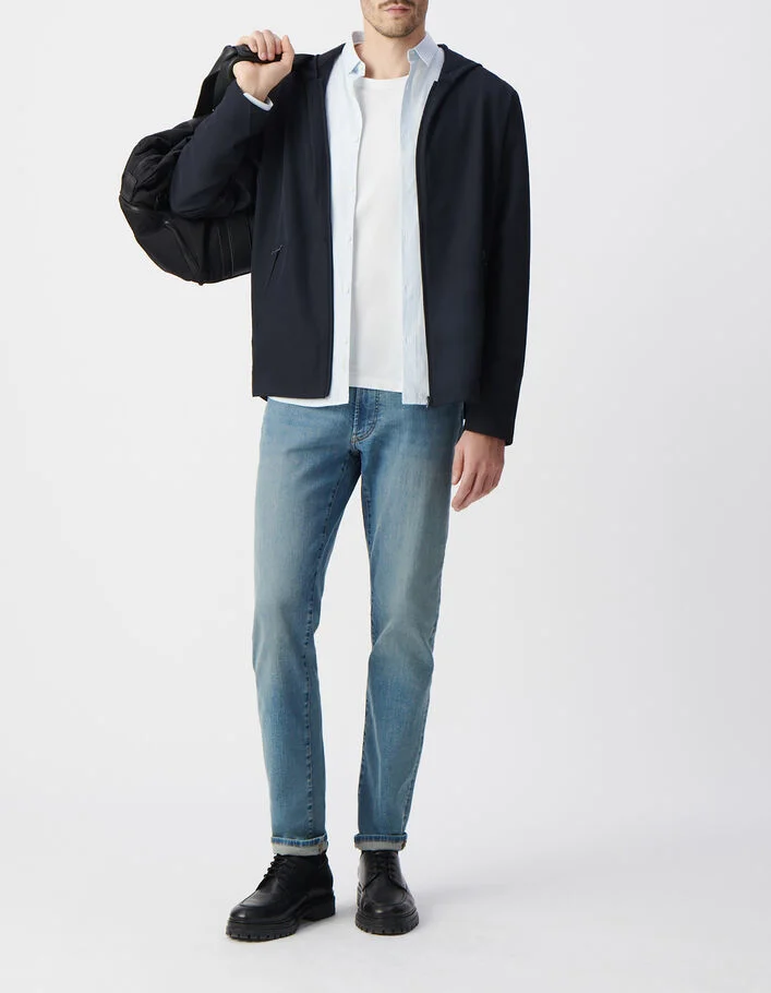 Blouson marine l&eacute;ger &agrave; capuche Homme