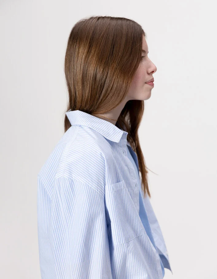 Chemise bleue fines rayures esprit veste fille