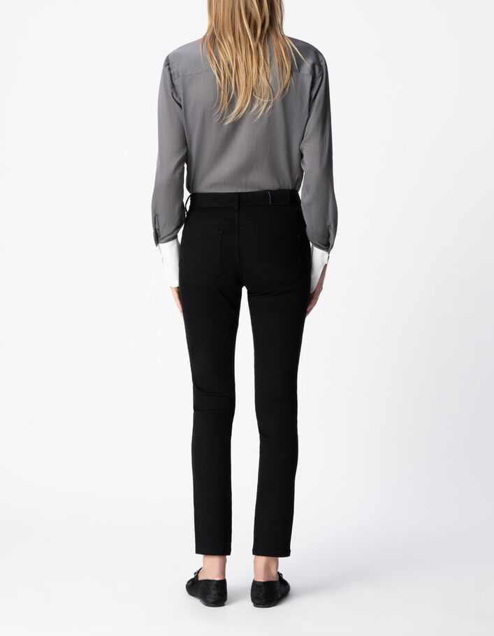 Jean slim noir d&eacute;tail tresses lat&eacute;rales Femme