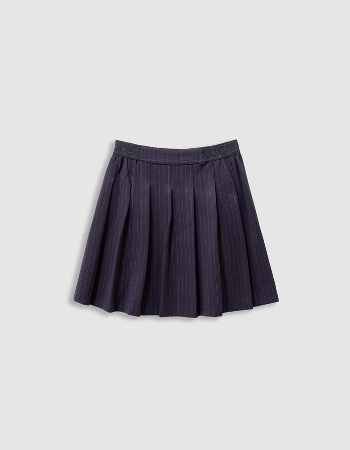 Jupe courte pliss&eacute;e marine rayures tennis fille