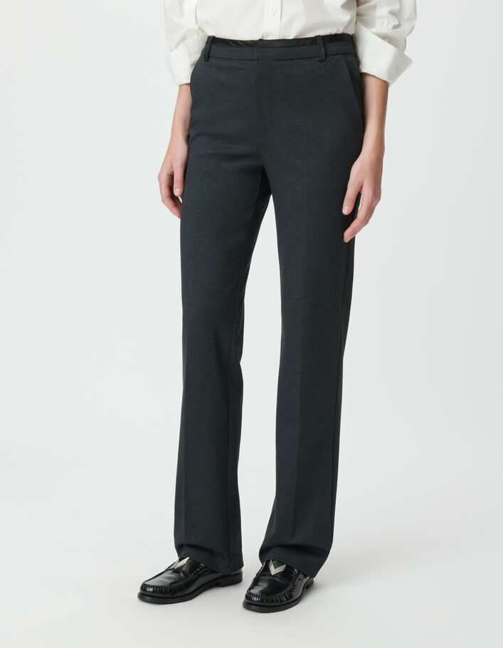 Pantalon de tailleur gris motif chevrons Femme