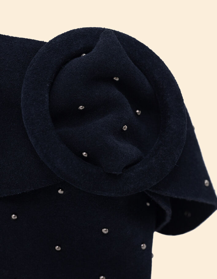 Ceinture marine cuir velours d&eacute;cor micro clous I.Code