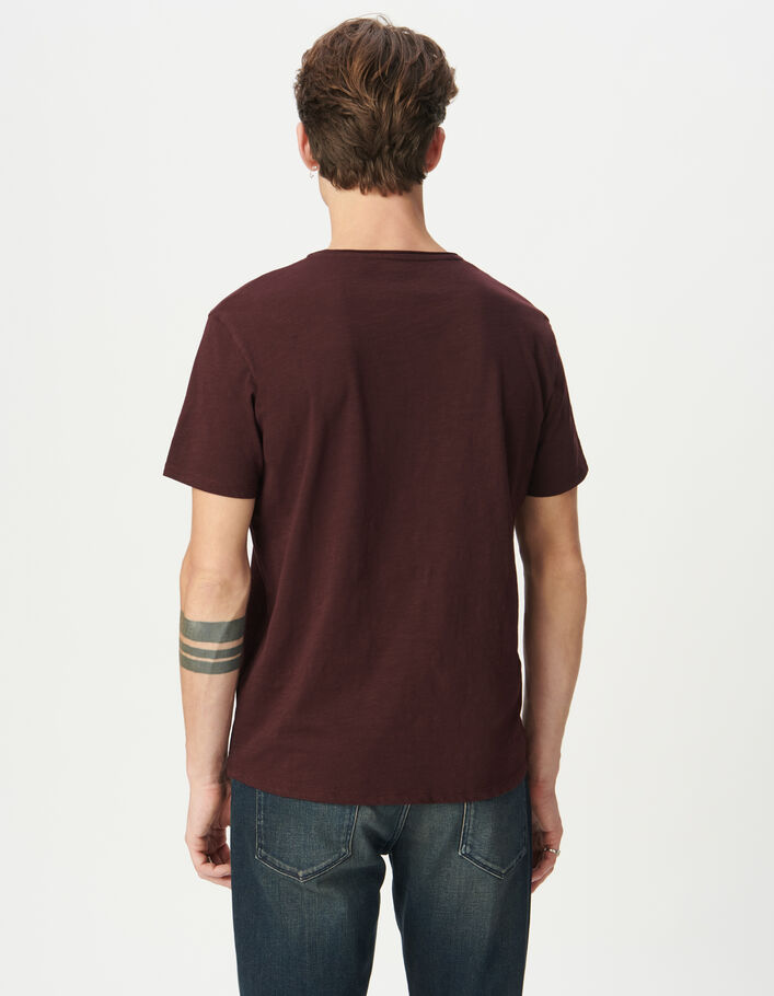 T-shirt col rond prune coton bio flamm&eacute; Homme