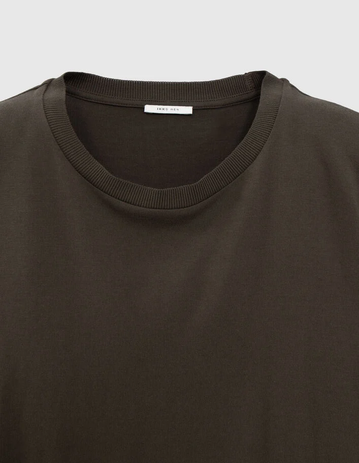 T-shirt kaki L'Essentiel coton modal col rond Homme