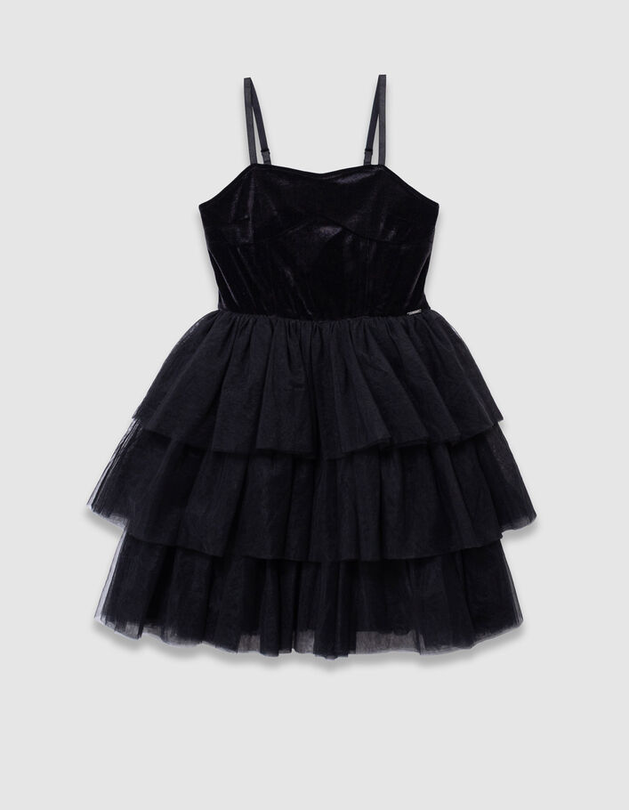 Robe bustier noire velours et tulle fille