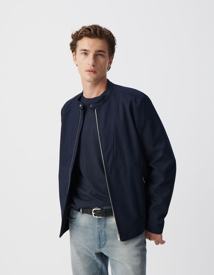 Blouson marine &agrave; col pressionn&eacute; Homme