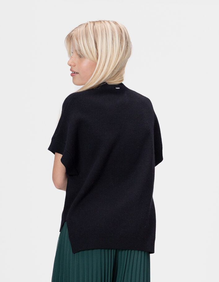 Pull noir maille sans manches fille
