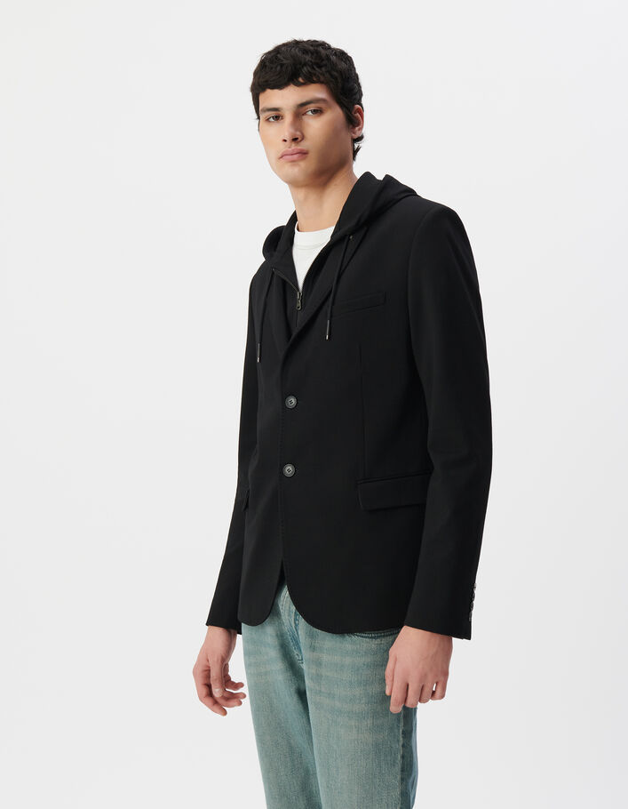 Veste noire Interlock &agrave; parementure amovible Homme