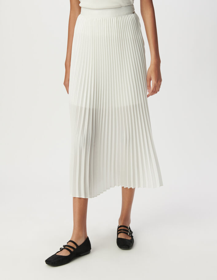 Jupe longue pliss&eacute;e blanche Femme