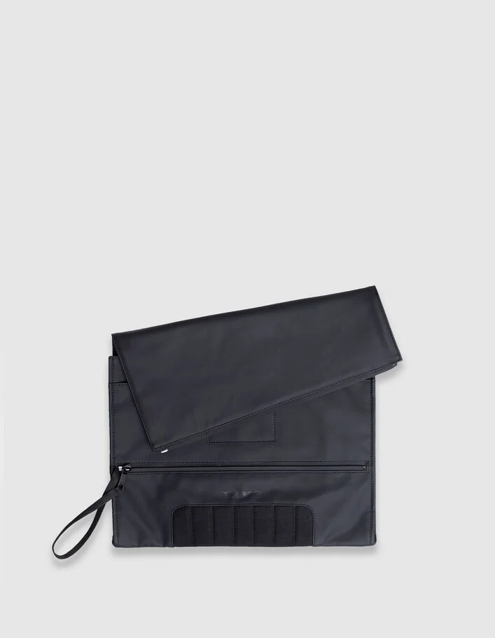 Pochette ordinateur noire nylon effet gomme Homme