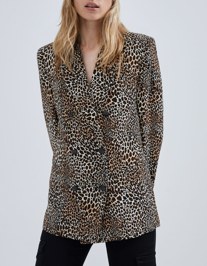 Veste de costume cognac imprim&eacute; baby leo Femme