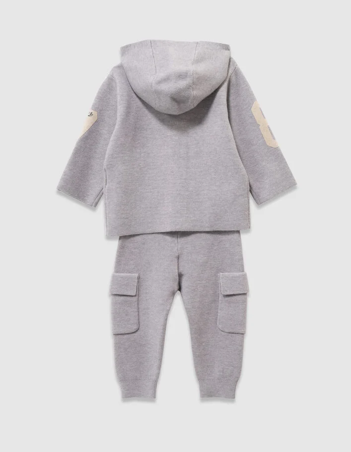 Ensemble cardigan et pantalon gris tricot b&eacute;b&eacute; gar&ccedil;on