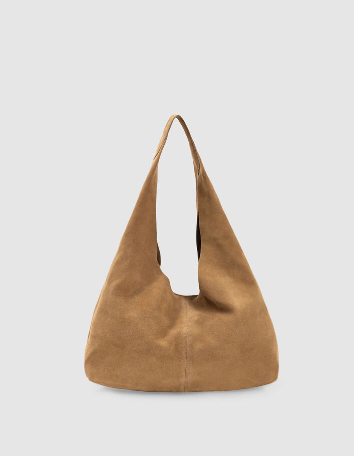 Sac Hobo camel cuir velours