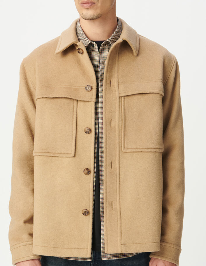 Surchemise beige lainage multi poches Homme