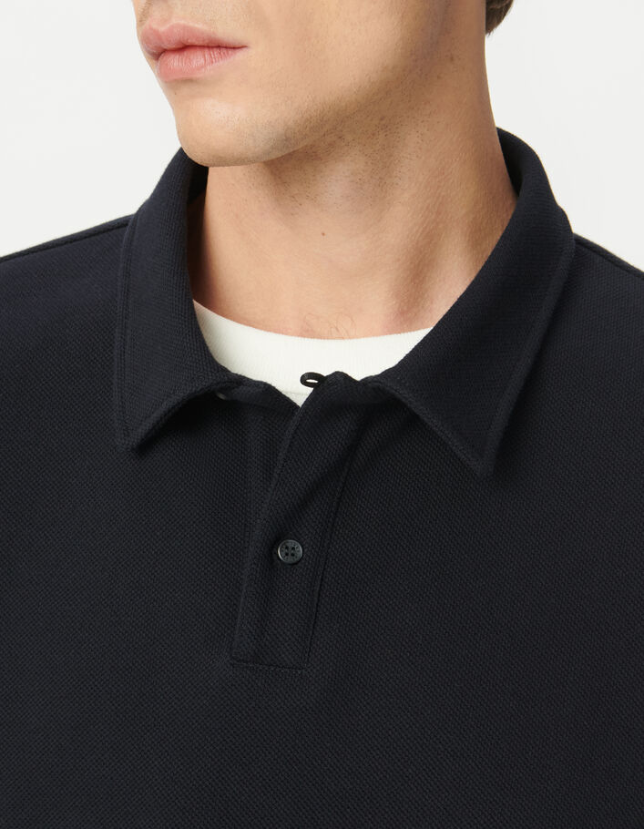 Polo marine maille piqu&eacute;e Homme