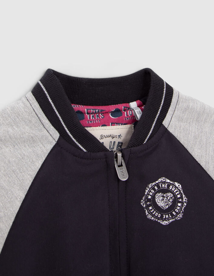 Teddy marine &agrave; manches gris lurex b&eacute;b&eacute; fille