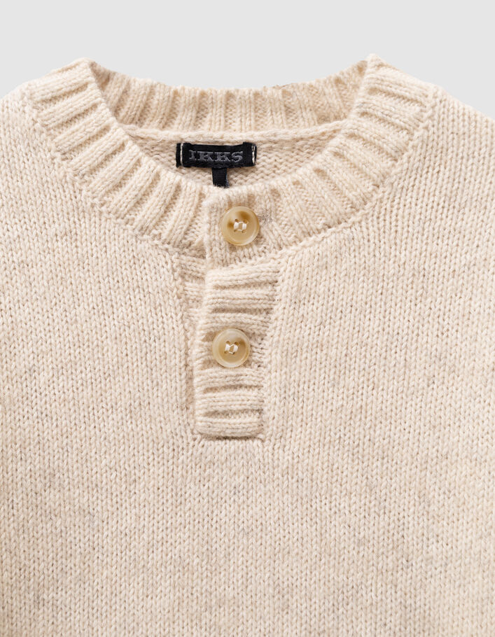 Pull gris tricot col boutonn&eacute; gar&ccedil;on