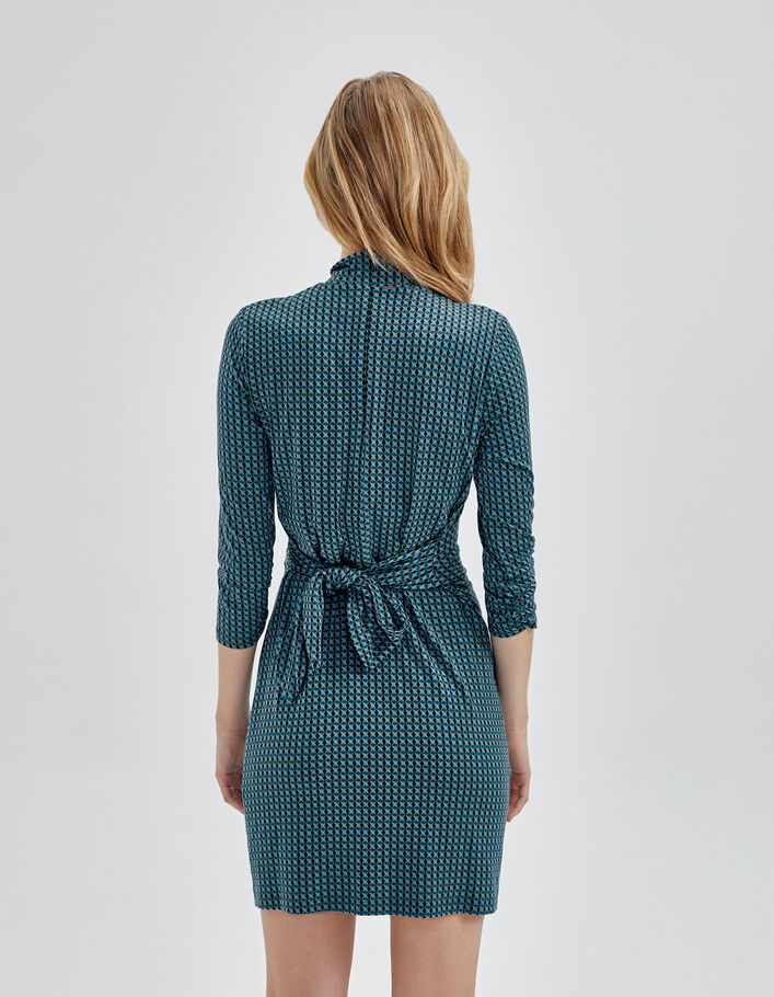 Robe bleue &agrave; imprim&eacute; optique Femme