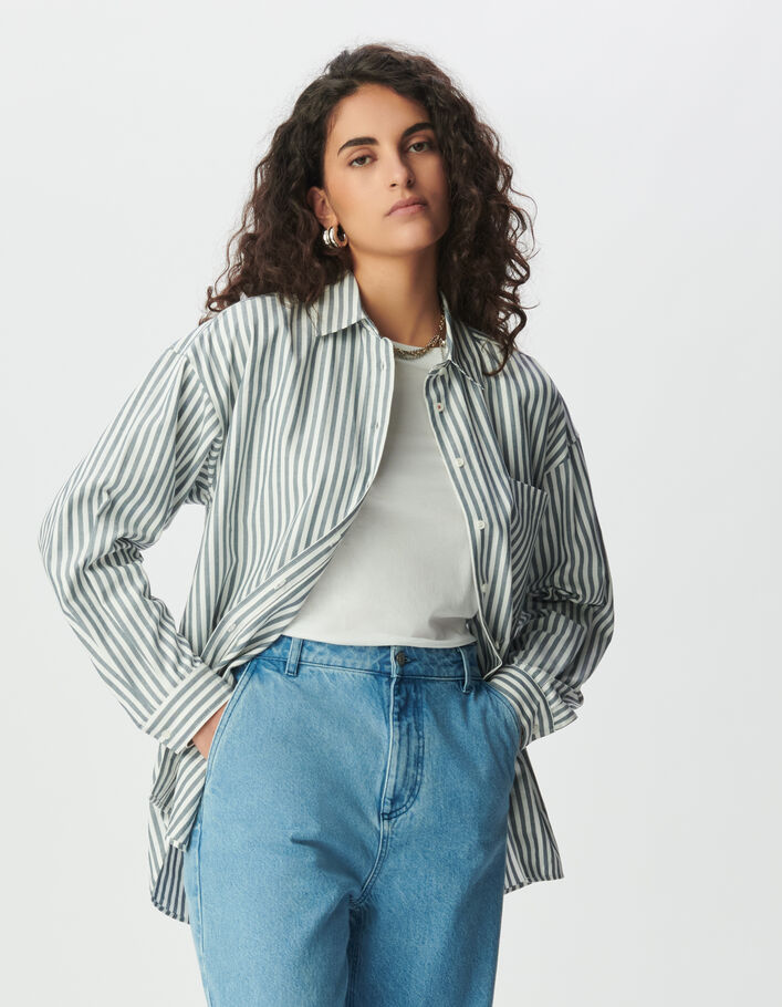 Chemise rayures bleues et blanches Femme