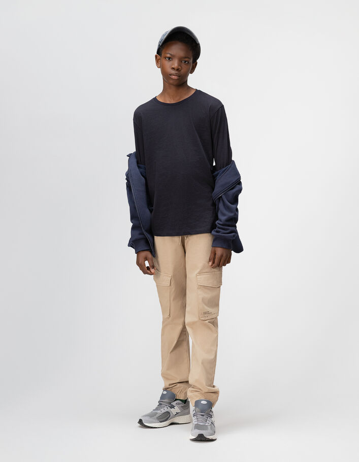 Pantalon JOGGER beige taille &eacute;lastiqu&eacute;e gar&ccedil;on