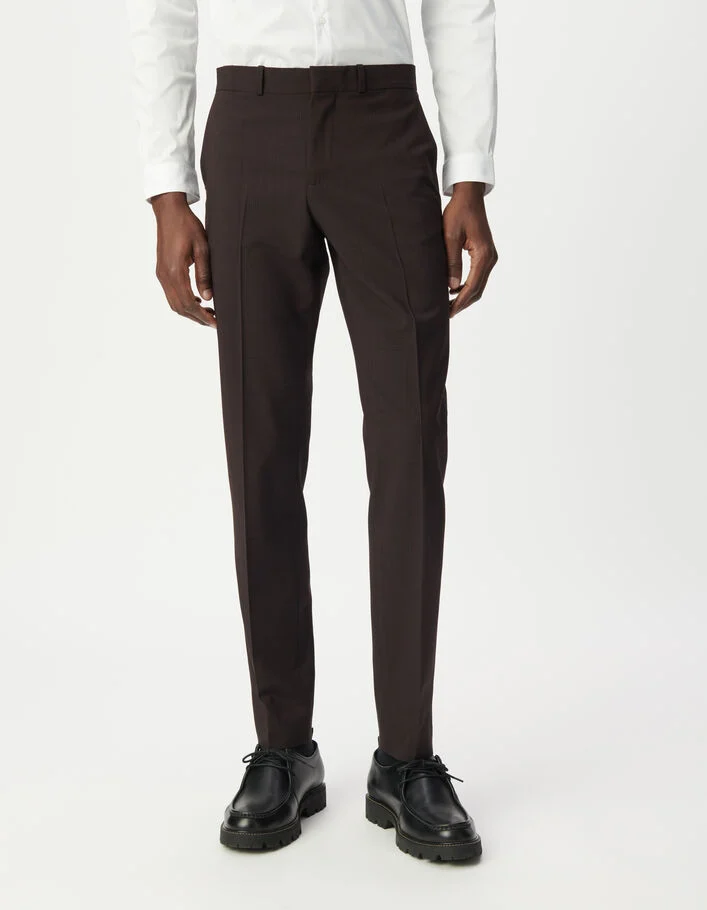Pantalon de costume prune motif carreaux TRAVEL SUIT Homme